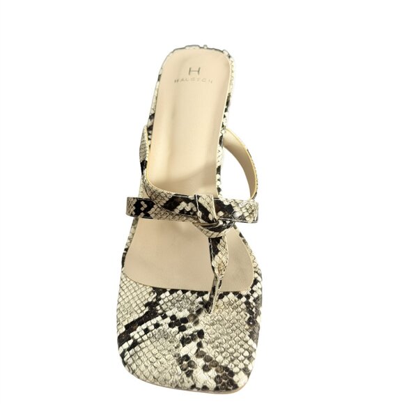 Halston heels women snake pattern leather heels creamy color sole size 9 - Picture 2 of 3
